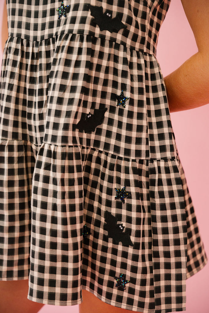 BAT GIRL GINGHAM ROMPERS DRESS Judith March   