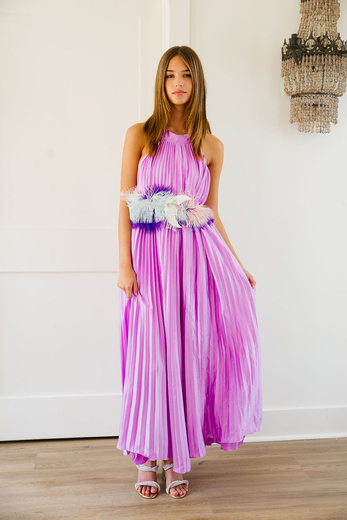 LAVENDER PLEATED HALTER DRESS DRESS Judith March   