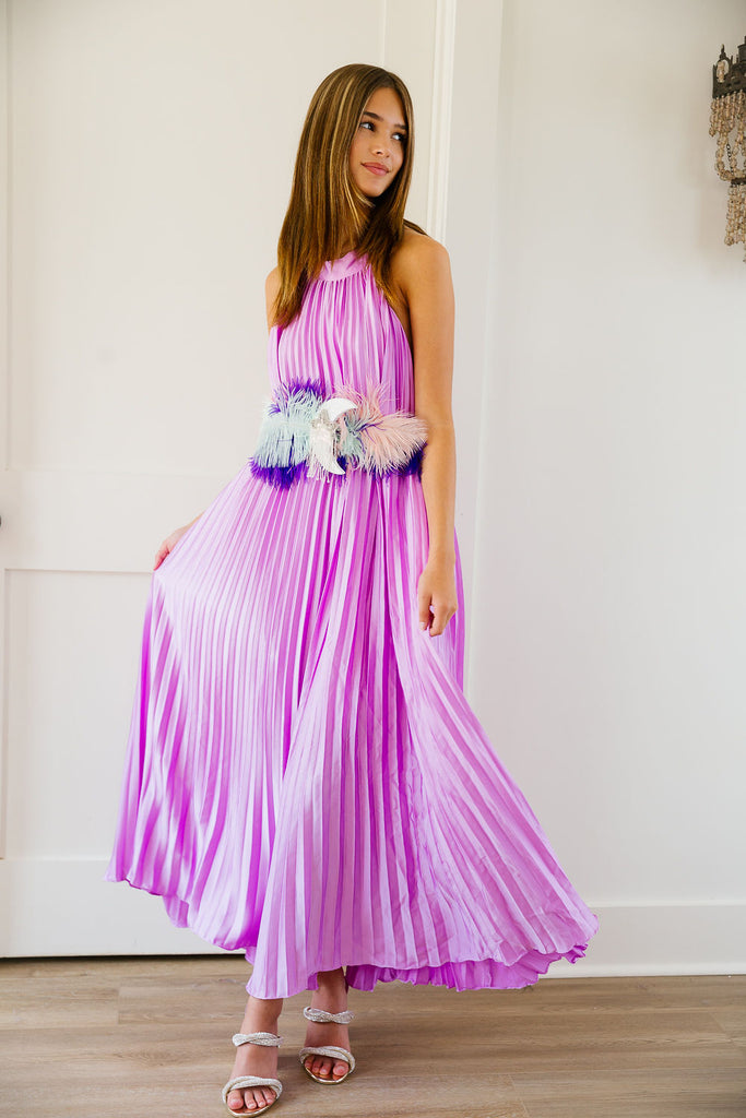 LAVENDER PLEATED HALTER DRESS DRESS Judith March   