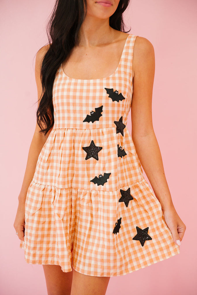 BAT GIRL GINGHAM ROMPERS DRESS Judith March   