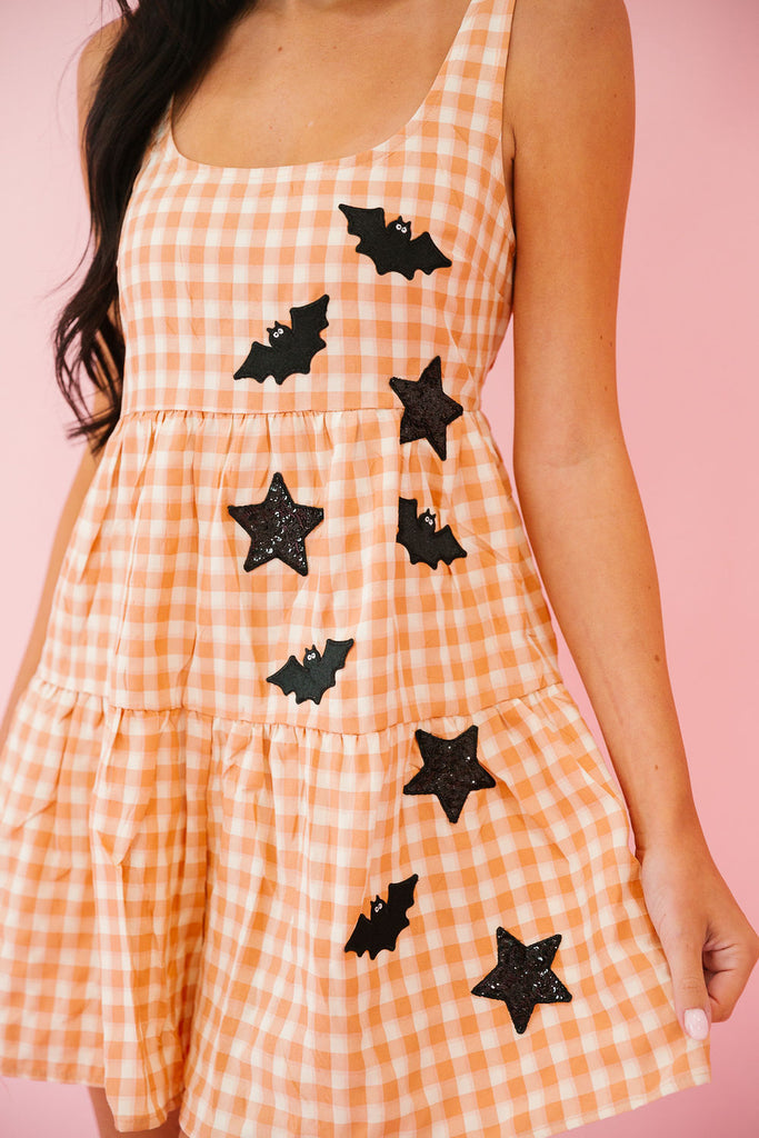 BAT GIRL GINGHAM ROMPERS DRESS Judith March   