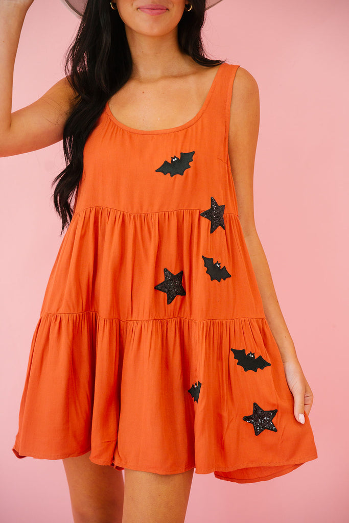 SPOOKY STAR ORANGE ROMPER DRESS Judith March   