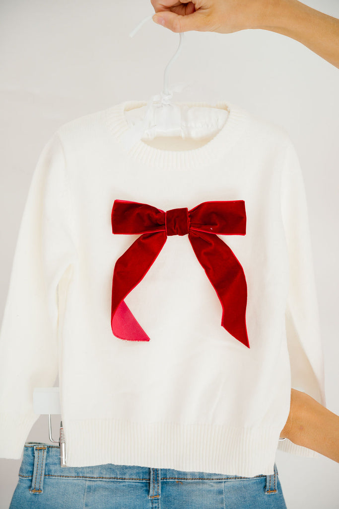 MINI KIDS VELVET BOW SWEATERS SWEATER Judith March 12-18M WHITE 