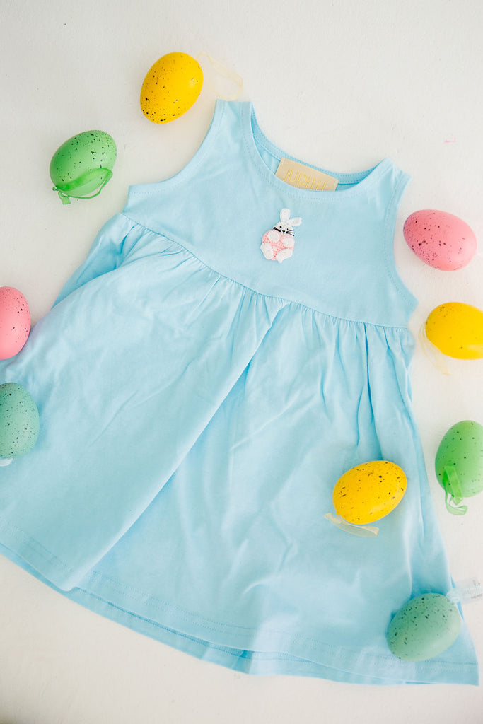 MINI KIDS KNIT BUNNY BLUE DRESS* DRESS Judith March