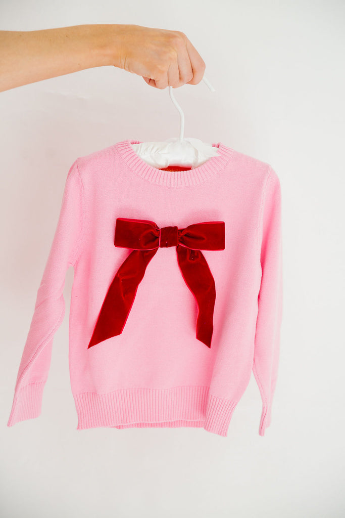 MINI KIDS VELVET BOW SWEATERS SWEATER Judith March 12-18M PINK 