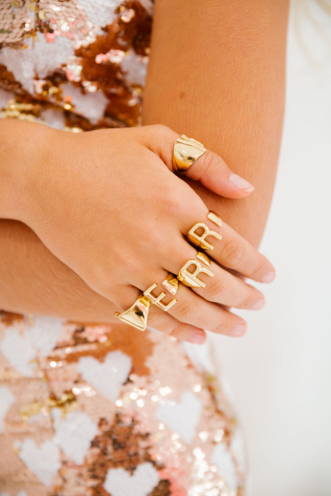 GOLD INITIAL RING ACCESSORIES Judith March   