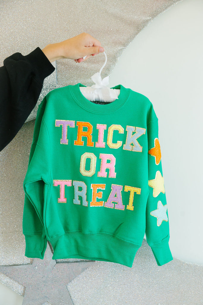 MINI KIDS TRICK OR TREAT GREEN PULLOVER PULLOVER Judith March   