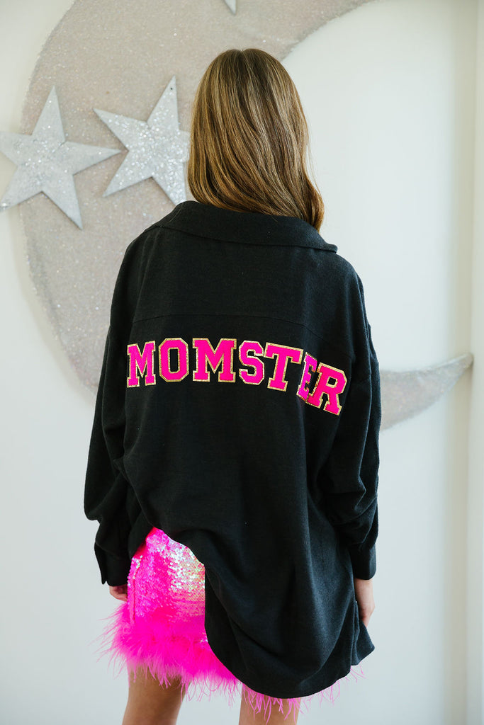 MOMSTER BLACK SHACKET SWEATER Judith March   