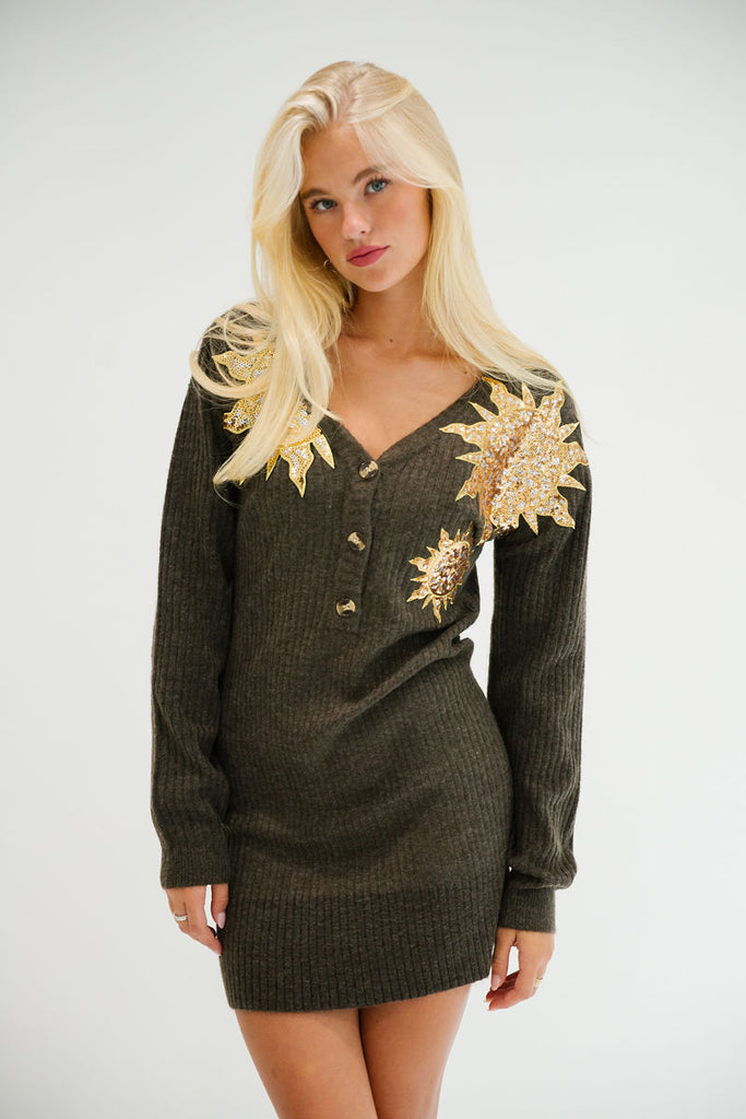 SEQUIN SUNS SWEATER DRESS DRESS Judith March   