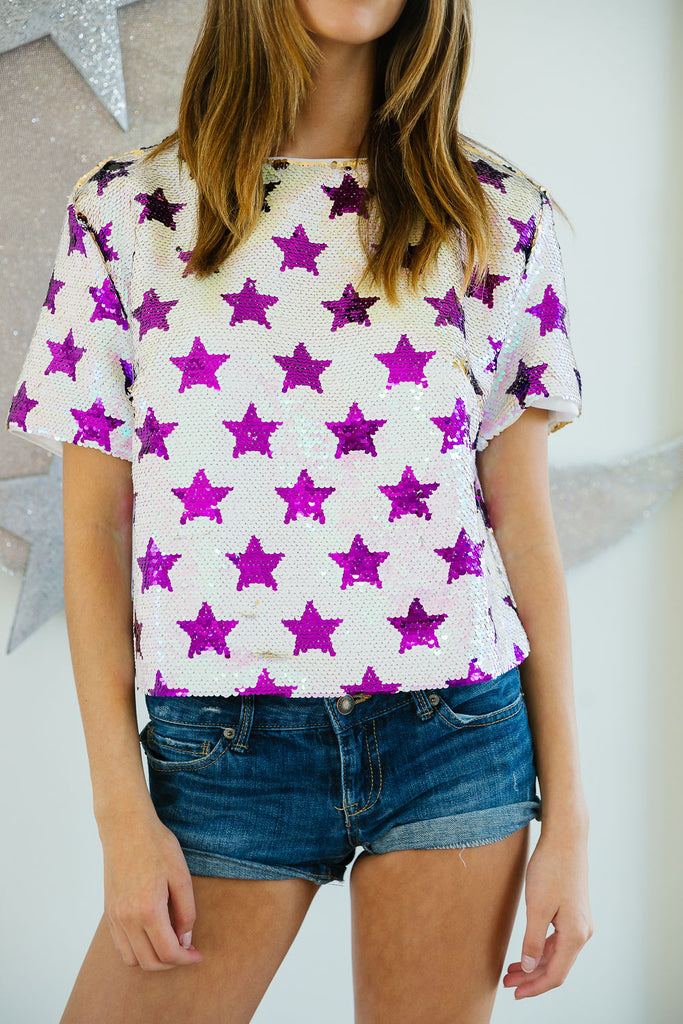 PURPLE STAR SEQUIN TOP TOP Judith March   