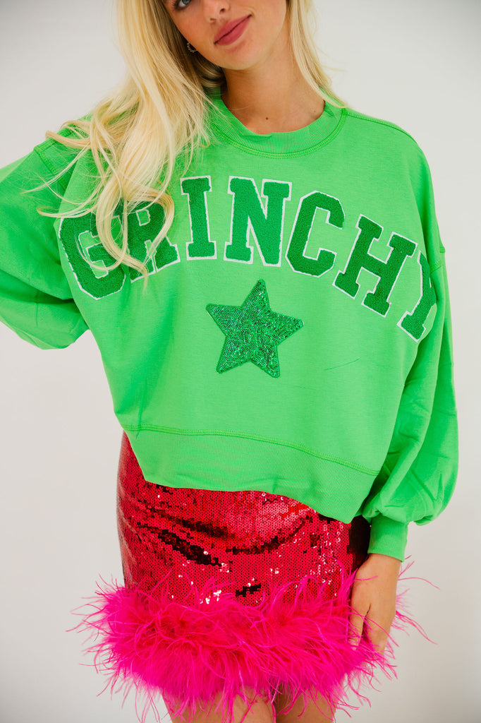 GRINCHY VARSITY GREEN PULLOVER PULLOVER Judith March   