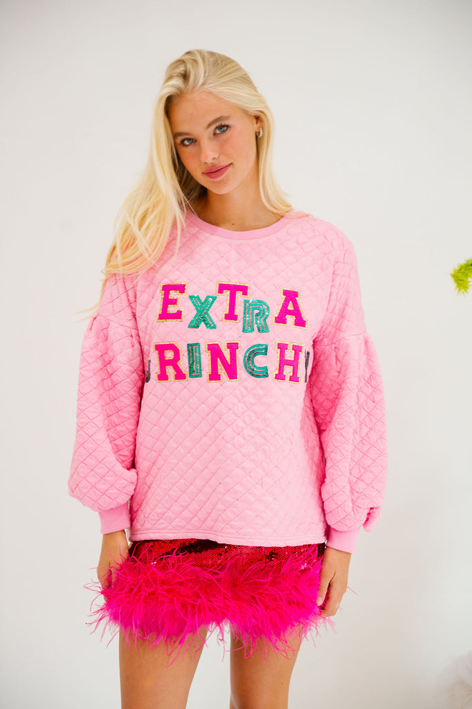 EXTRA GRINCHY PINK QUILTED PULLOVER PULLOVER Judith March   