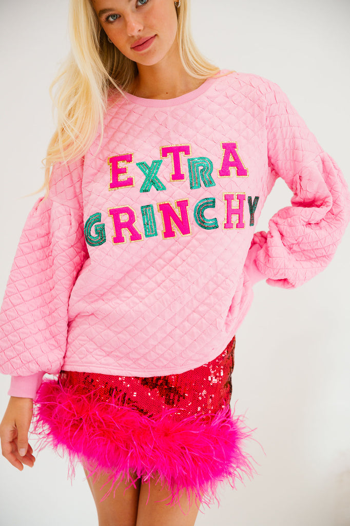 EXTRA GRINCHY PINK QUILTED PULLOVER PULLOVER Judith March   