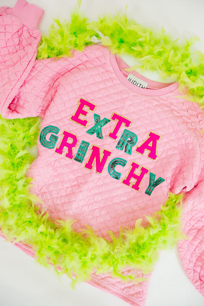 EXTRA GRINCHY PINK QUILTED PULLOVER PULLOVER Judith March   