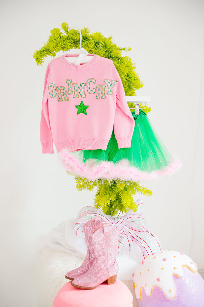 MINI KIDS GRINCHY STAR PINK SWEATER SWEATER Judith March   