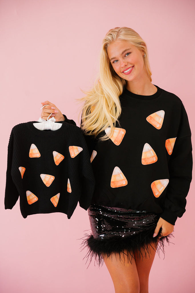 MOM + MINI KIDS CANDY CORN BLACK SWEATERS SWEATER Judith March   