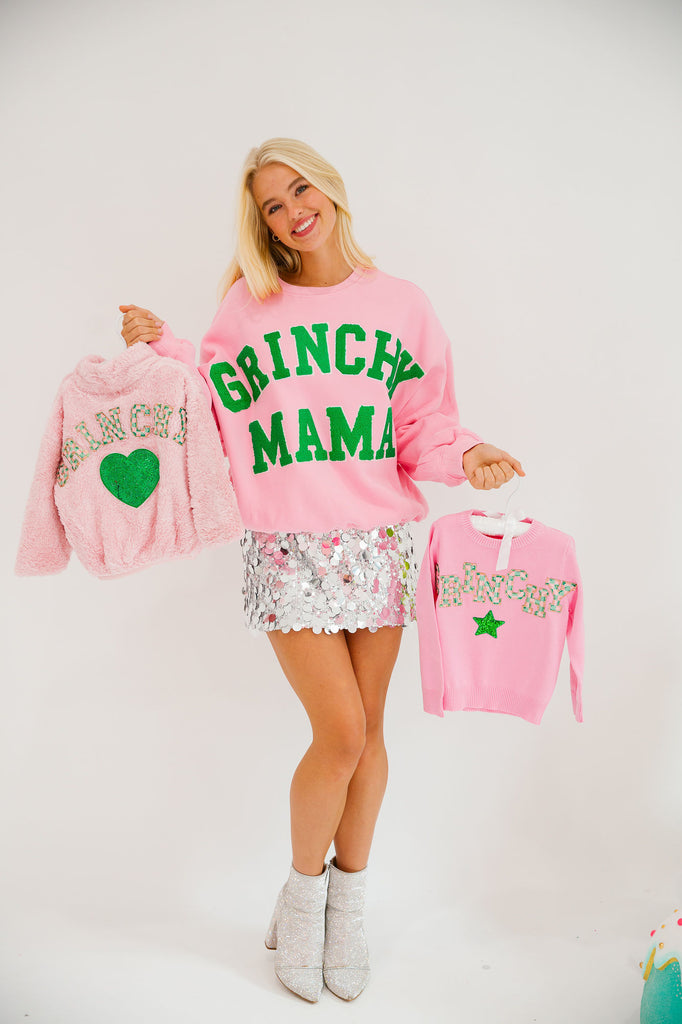 GRINCHY MAMA PINK PULLOVER PULLOVER Judith March   