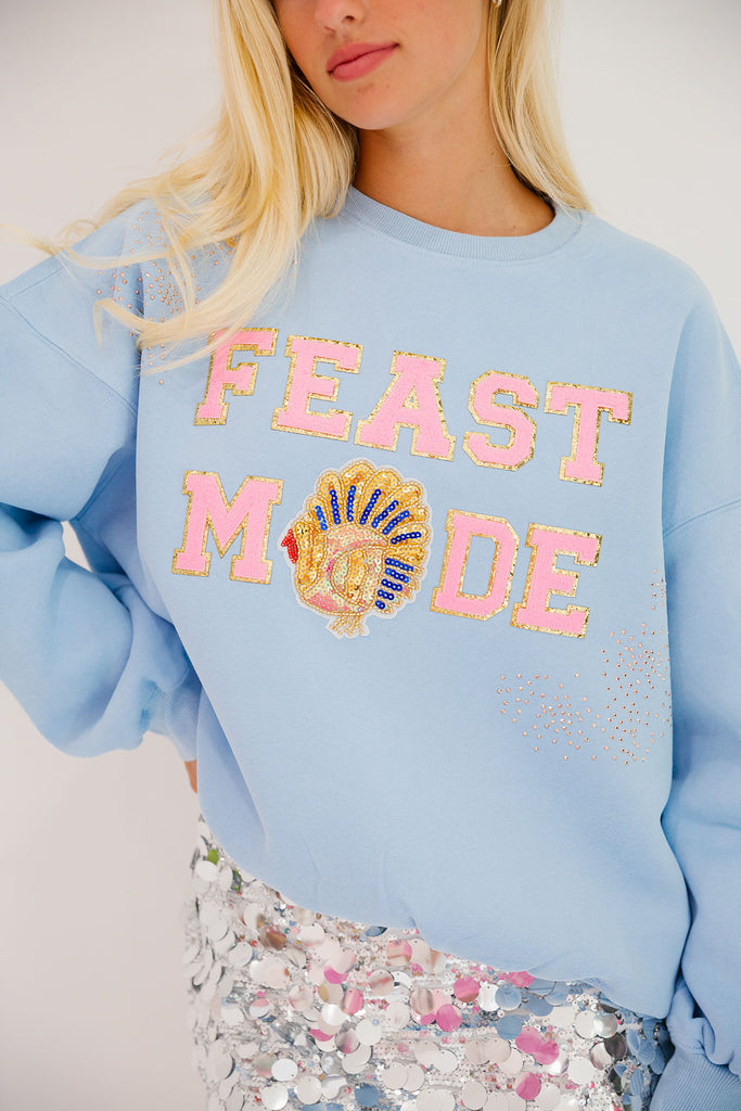 FEAST MODE BLUE PULLOVER PULLOVER Judith March   