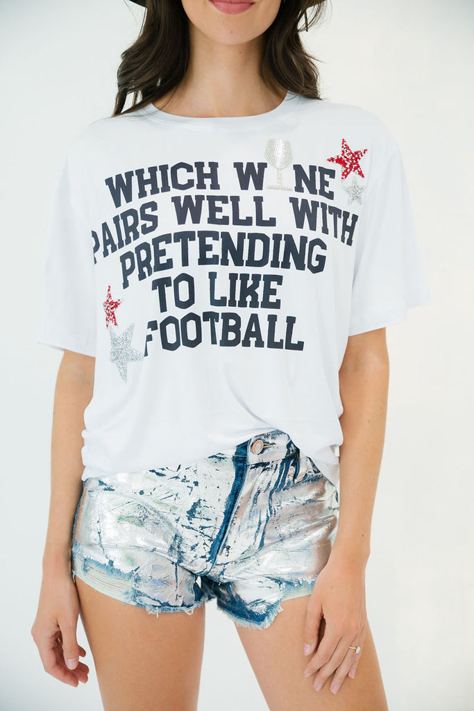 WHICH WINE PAIRS WELL FOOTBALL TEE PULLOVER Judith March   