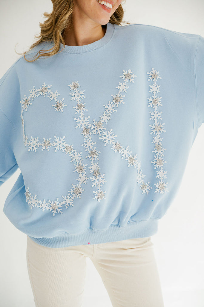 SKI FLORAL BLUE PULLOVER PULLOVER Judith March   