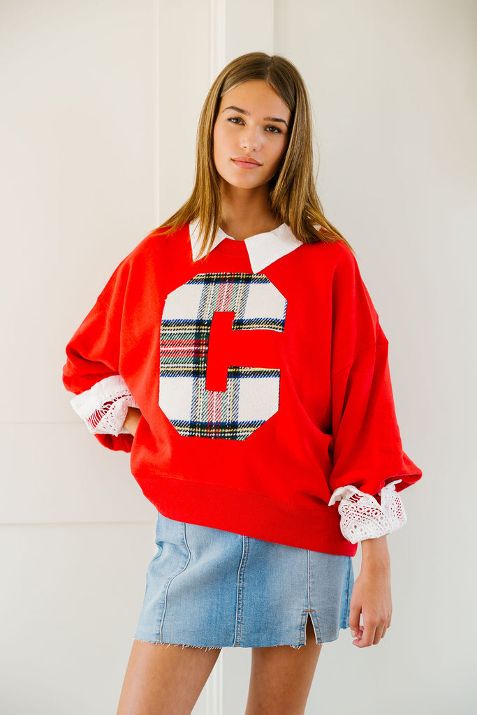 CUSTOM CHRISTMAS LETTER PULLOVER SWEATER Judith March   