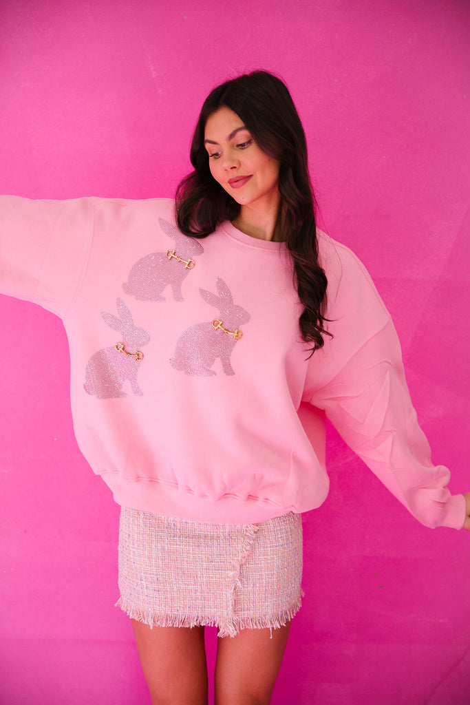 RHINESTONE BUNNY PINK PULLOVER* PULLOVER Judith March