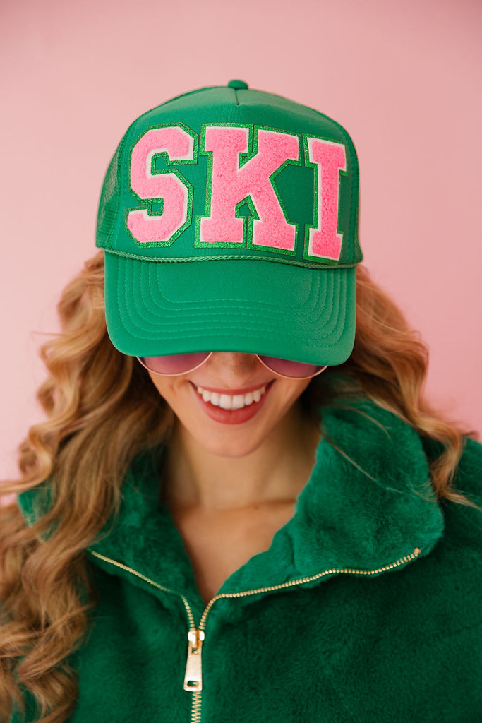 SKI GREEN TRUCKER HAT HAT Judith March