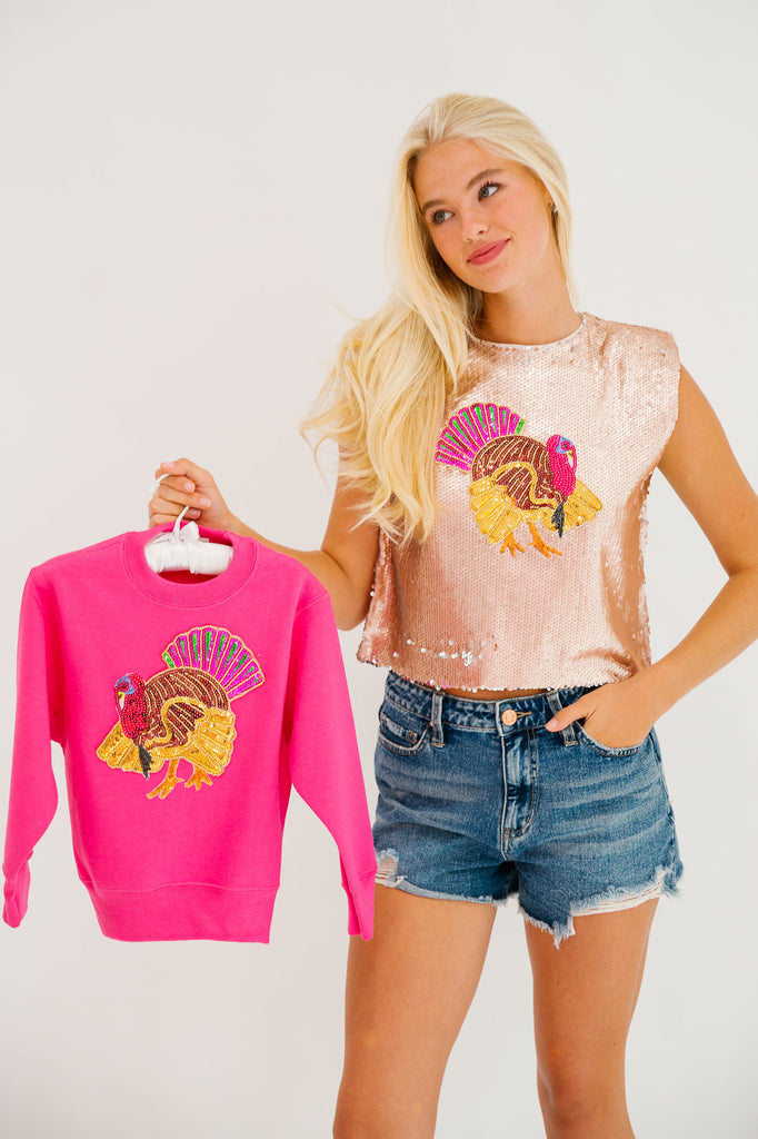 MINI KIDS TURKEY DAY PINK PULLOVER PULLOVER Judith March   