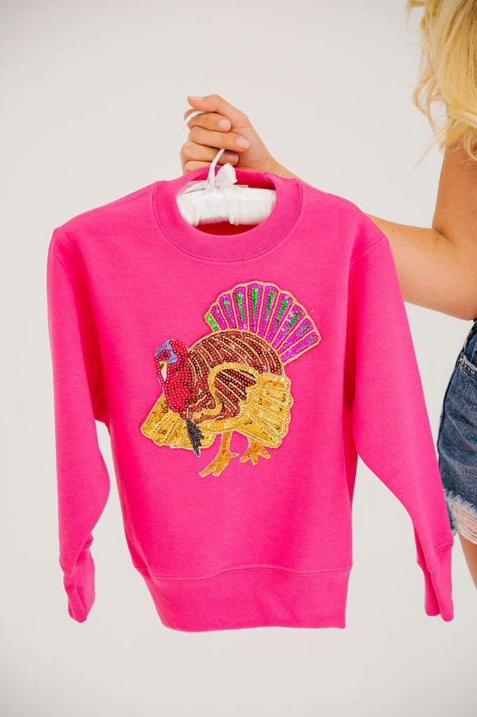 MINI KIDS TURKEY DAY PINK PULLOVER PULLOVER Judith March   