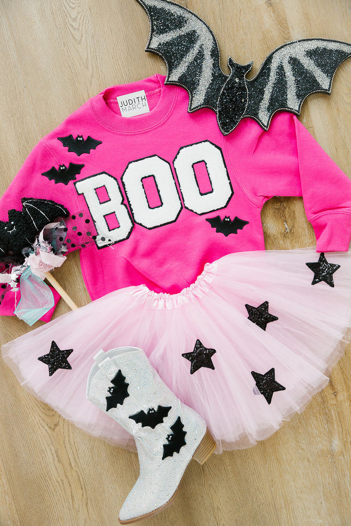 MINI KIDS BOO BATS PINK PULLOVER PULLOVER Judith March   