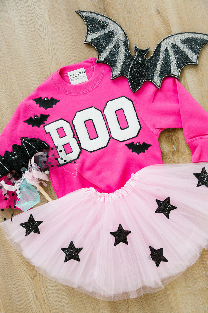 MINI KIDS BOO BATS PINK PULLOVER PULLOVER Judith March   