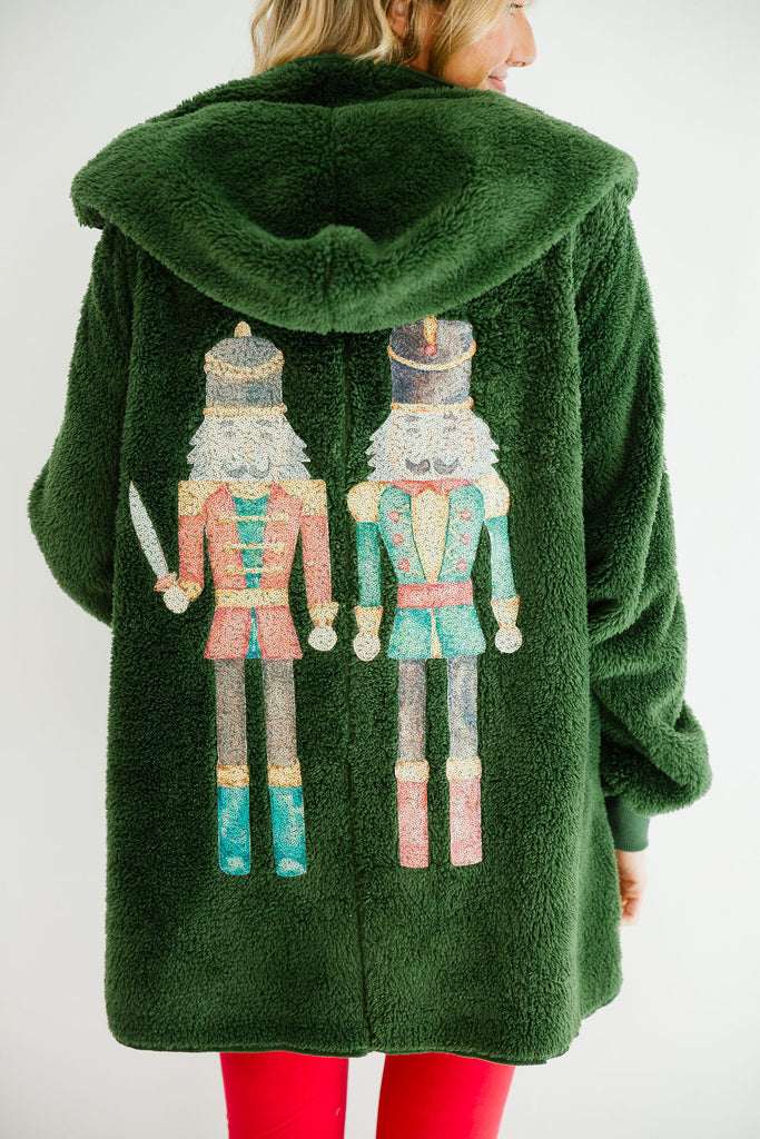 NUTCRACKER GREEN SHERPA COAT JACKET Judith March   