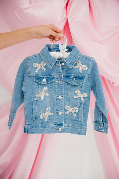 MINI KIDS XOXO BOW DENIM JACKET