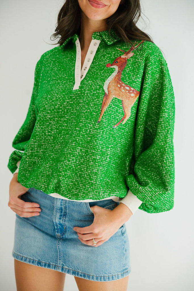 RUDOLPH GREEN TWEED PULLOVER SWEATER Judith March   