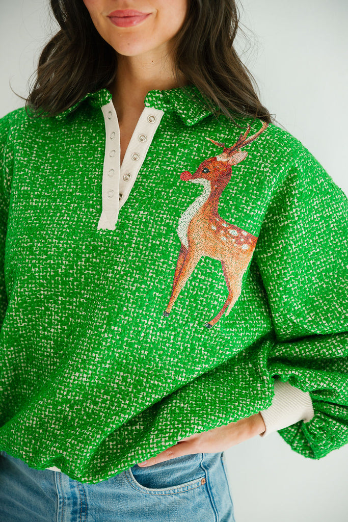 RUDOLPH GREEN TWEED PULLOVER SWEATER Judith March   