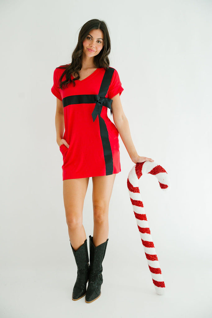 HOLIDAY SEASON RED T-SHIRT DRESS DRESS Judith March   