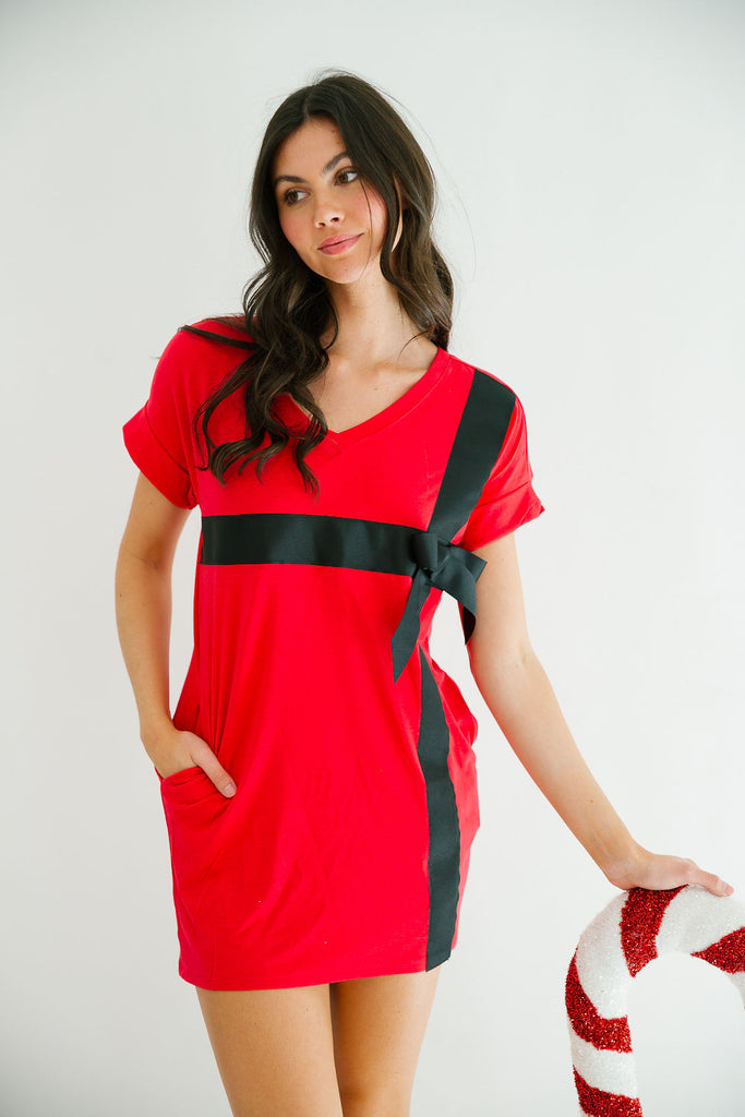 HOLIDAY SEASON RED T-SHIRT DRESS DRESS Judith March   