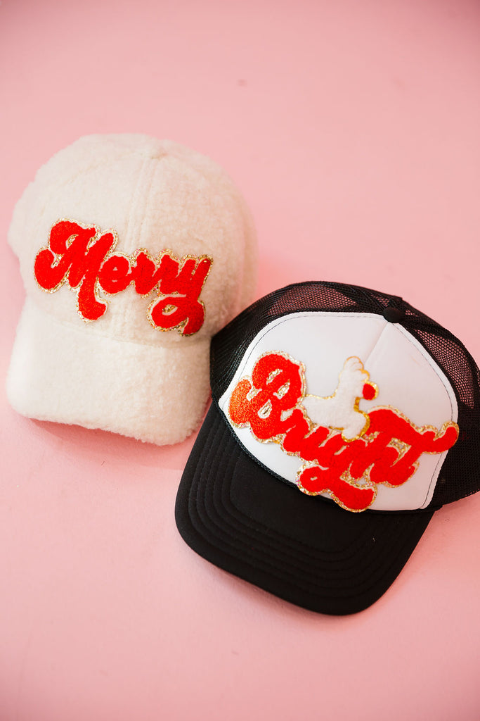 MERRY & BRIGHT RED PATCH HATS TRUCKER HAT Judith March   