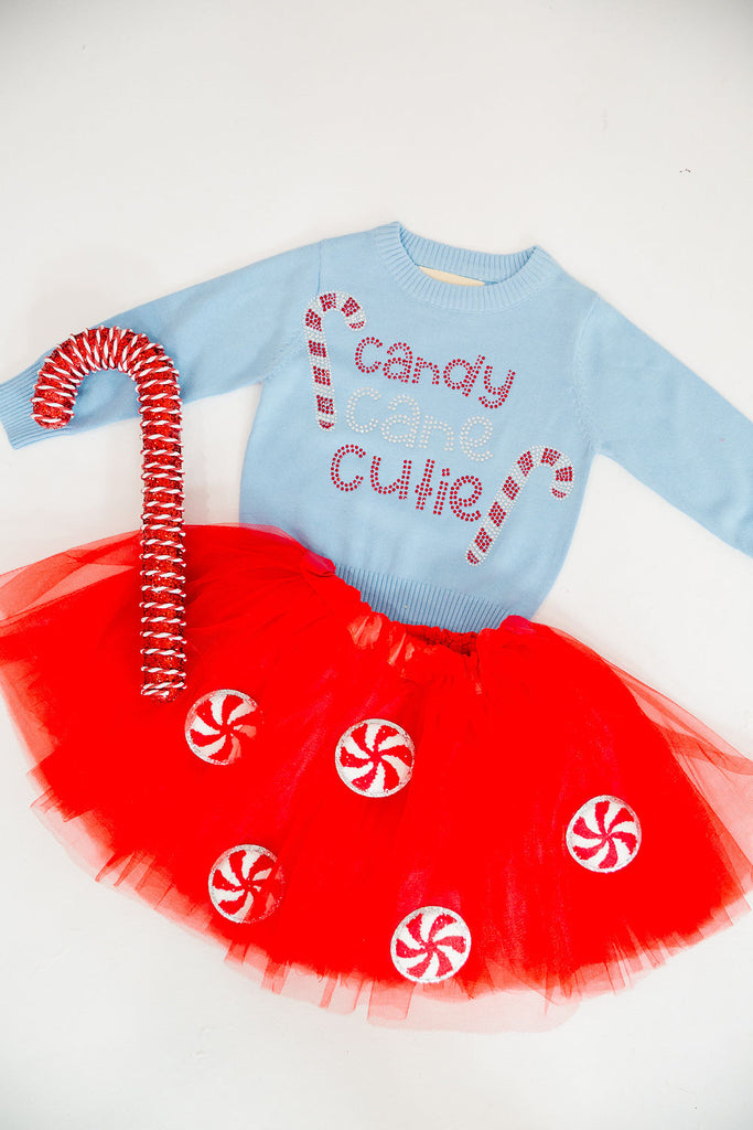 MINI KIDS CANDY CANE CUTIE BLUE SWEATER SWEATER Judith March   